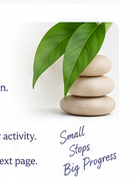 Decorative leaves and capsules with small steps big progress note